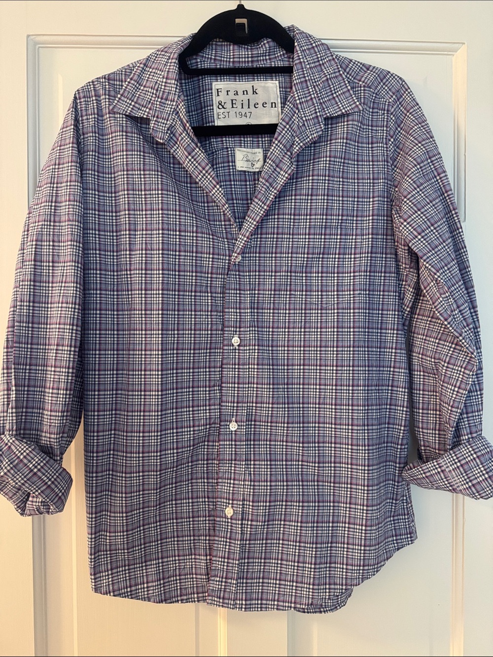 Frank & Eileen Women’s Purple, Blue & White Plaid Button-Down Shirt